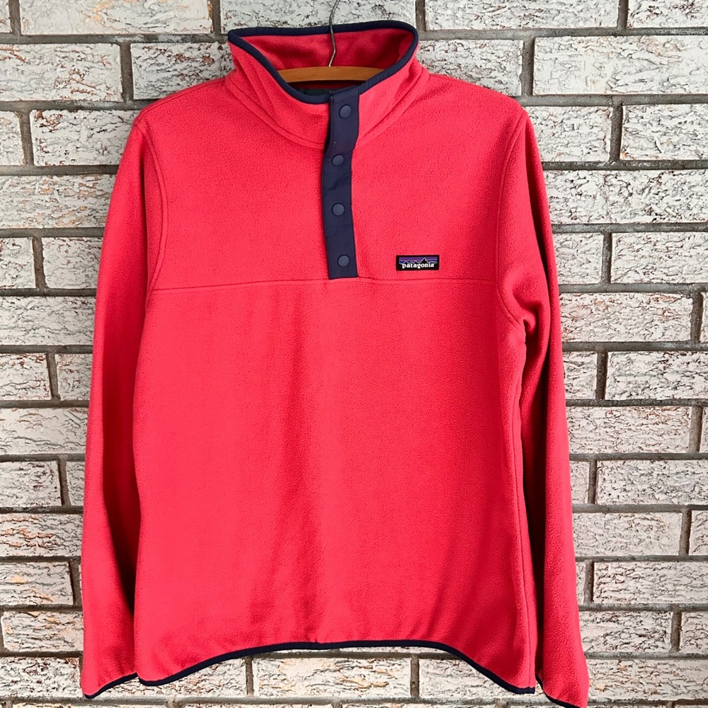 Patagonia Womens Synchilla‎ Lightweight Snap-T Fleece Pullover Pink Coral Large